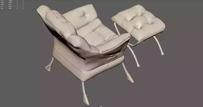 Sofa Chair with Ottoman 3D model 7