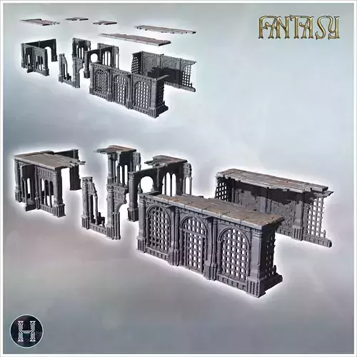 Ruined gothic complex with arches and remnants of structures spr 3D print model