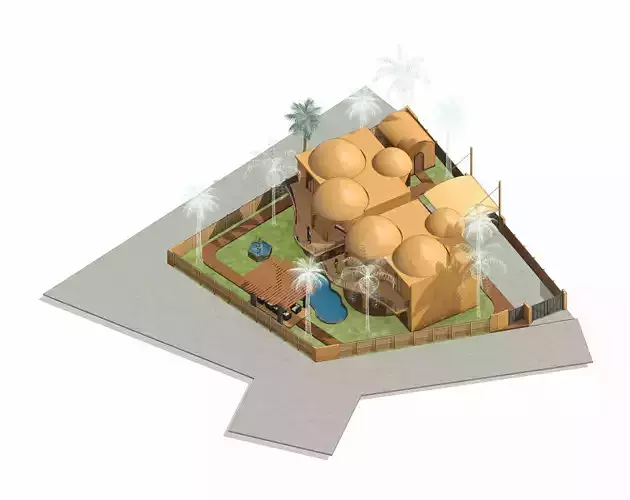 Arabic Siwa Osis style chalet design  3D model 4