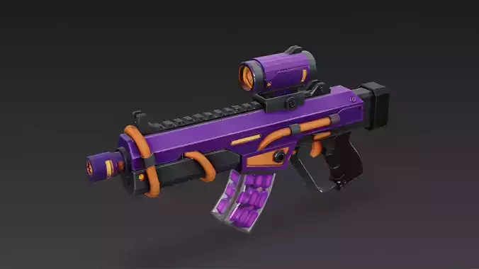 Cartoon Cyber Purple SMG 3D Model PBR