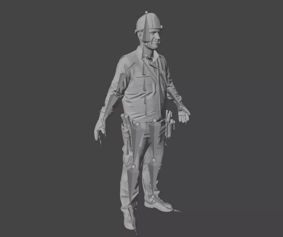Construction Worker Rigged and Animated 3D Character Low-poly 3D model_5