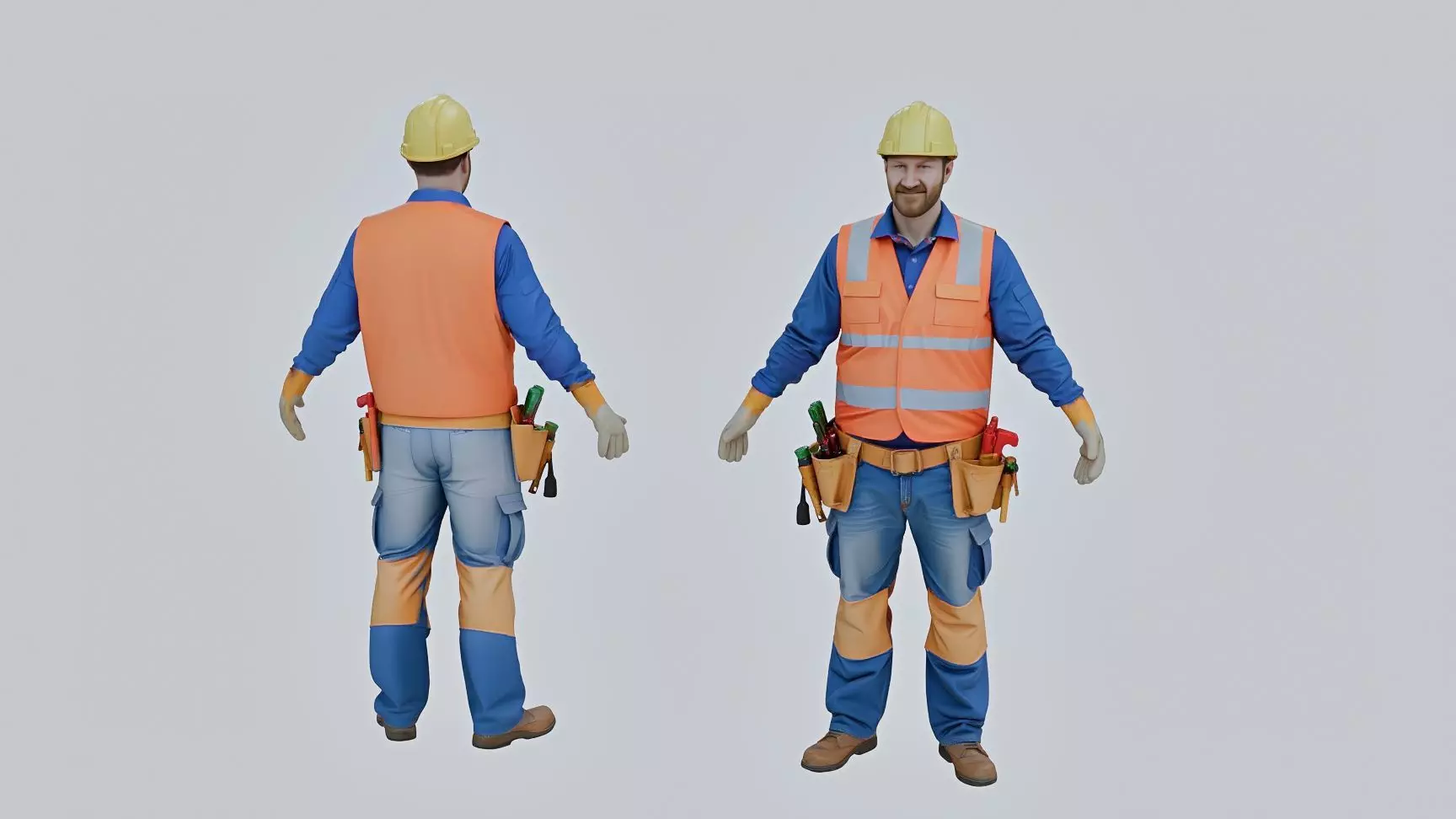 Construction Worker Rigged and Animated 3D Character Low-poly 3D model_0