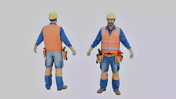 Construction Worker Rigged and Animated 3D Character Low-poly 3D model Construction Worker Rigged and Animated 3D Character Low-poly 3D model