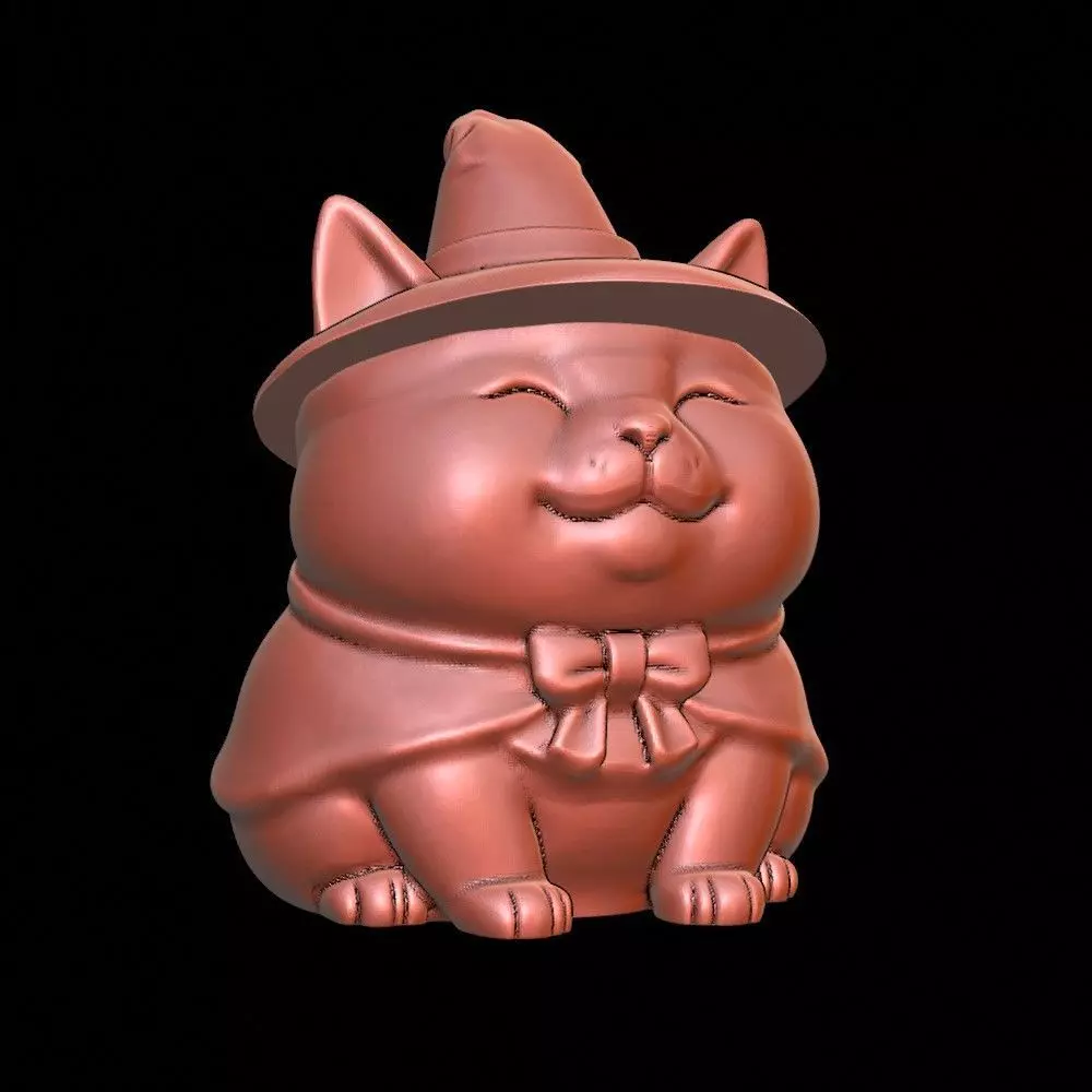 Whimsical Witch Cat Pot Candy Bowl Pen Holder or Tea Light Cup 3D print model_5