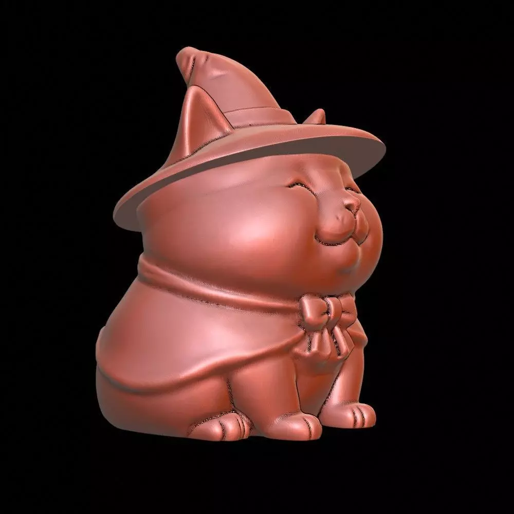 Whimsical Witch Cat Pot Candy Bowl Pen Holder or Tea Light Cup 3D print model_7