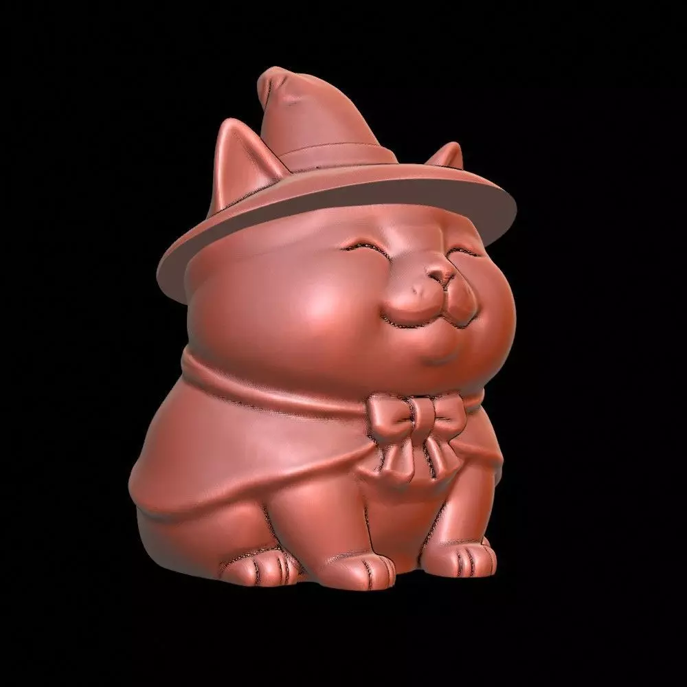 Whimsical Witch Cat Pot Candy Bowl Pen Holder or Tea Light Cup 3D print model_6