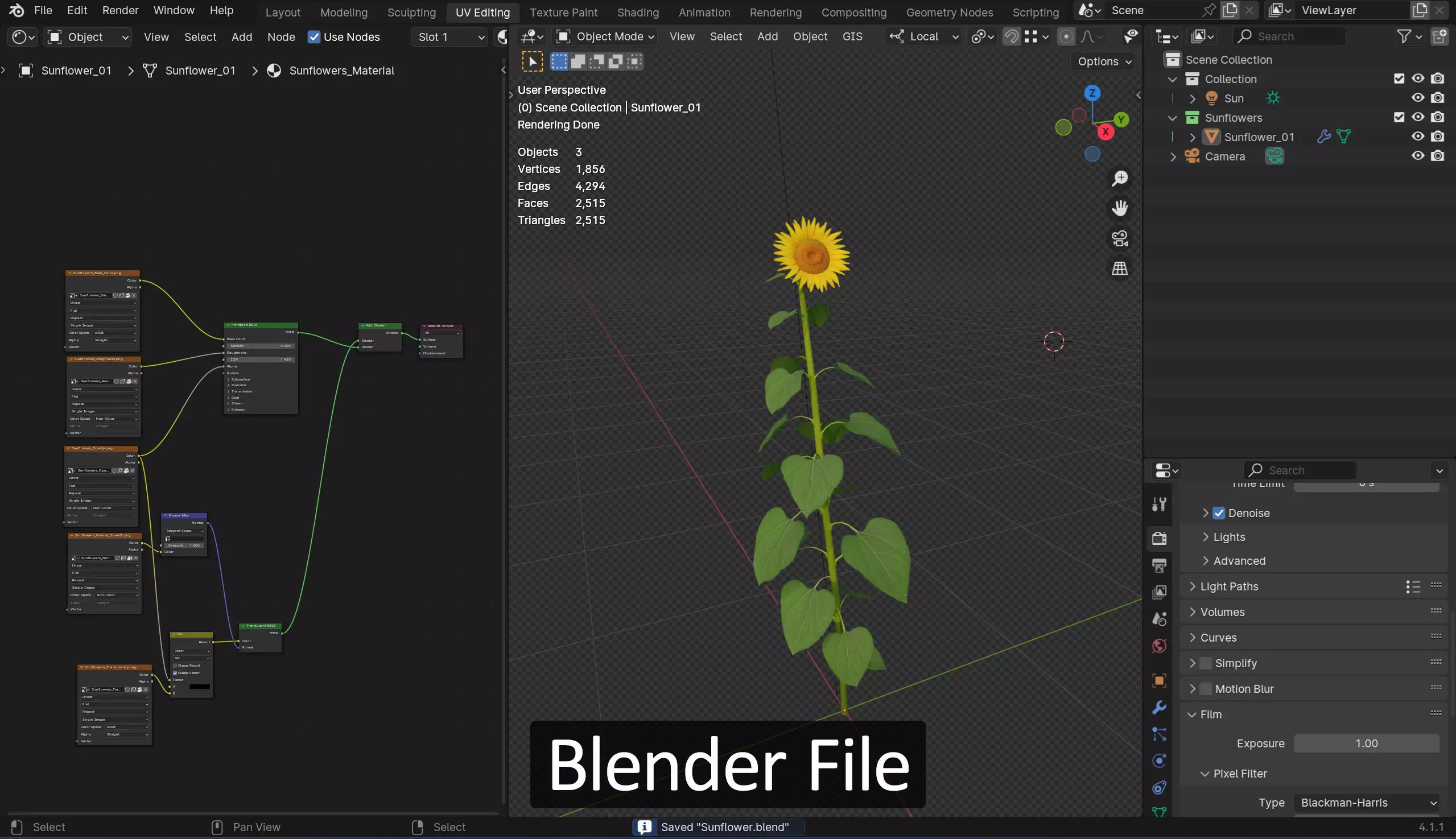Sunflower  Free low-poly 3D model_7