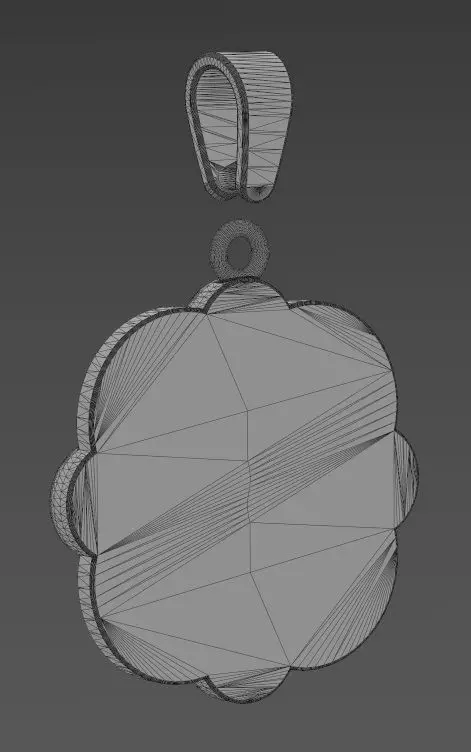 Rounded square carved scroll engravable pendant charm with bail 3D print model_12