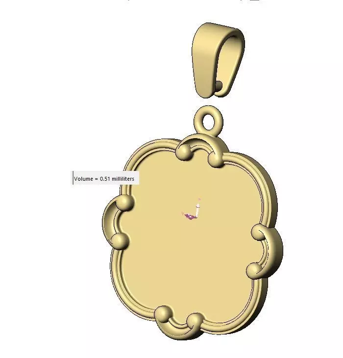 Rounded square carved scroll engravable pendant charm with bail 3D print model_11