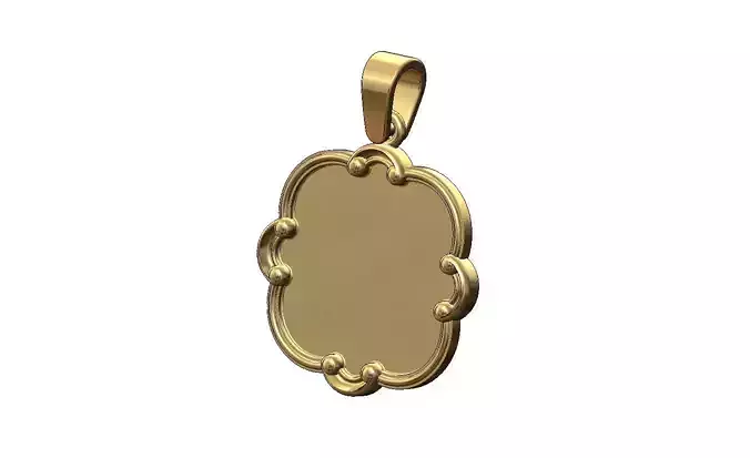Rounded square carved scroll engravable pendant charm with bail
