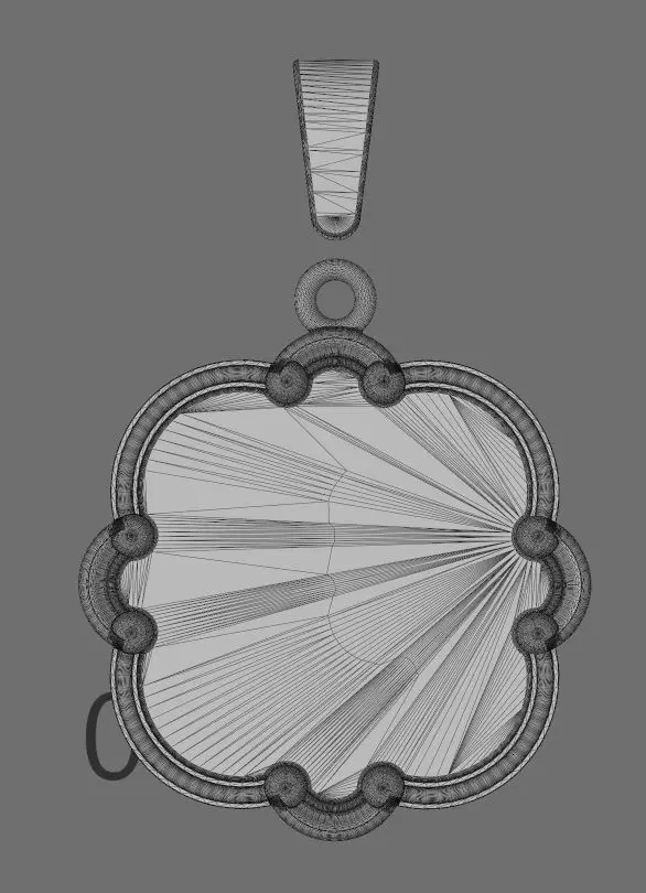 Rounded square carved scroll engravable pendant charm with bail 3D print model_13