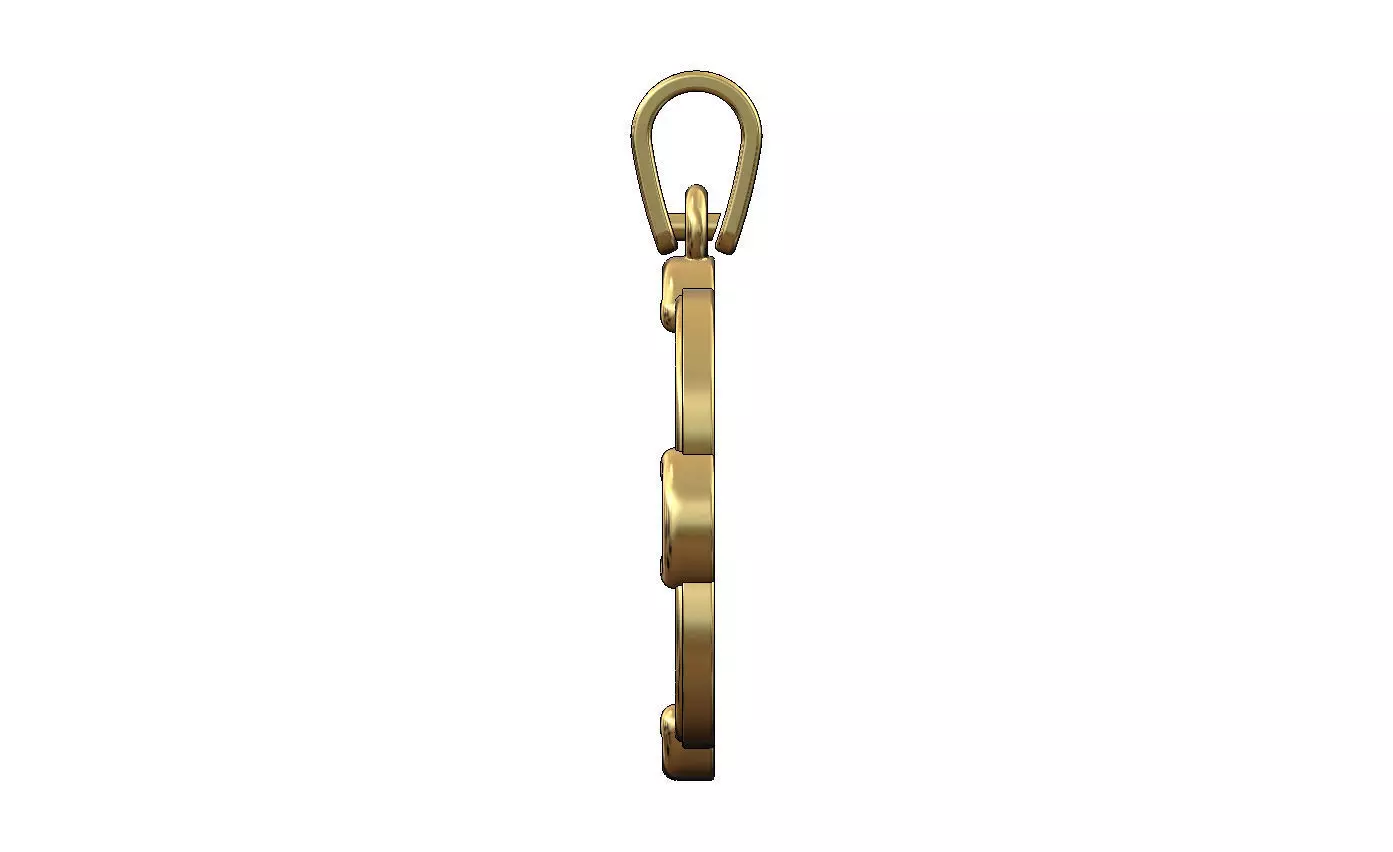 Rounded square carved scroll engravable pendant charm with bail 3D print model_3