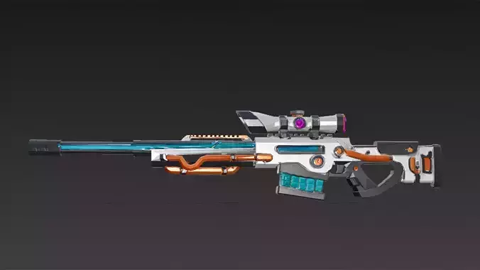 Cartoon Cyber Sniper Rifle 3D Model PBR