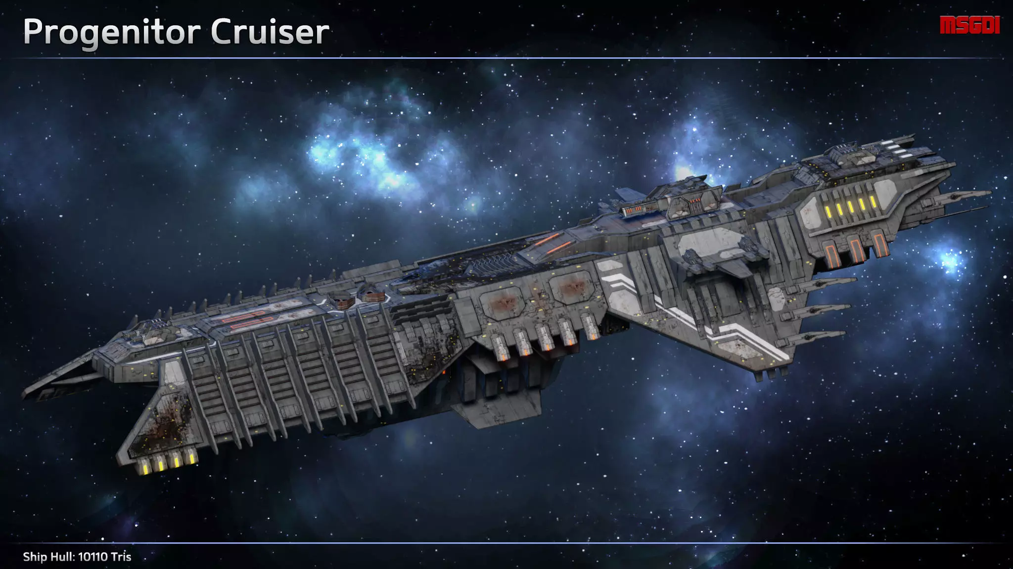 Spaceship Progenitor Cruiser Low-poly 3D model_0