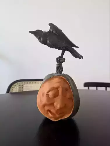 pumpkin with crow 3D print model