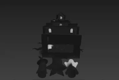 Dark Black Happy Halloween House 3D Model with Spooky Elements 3D print model_18