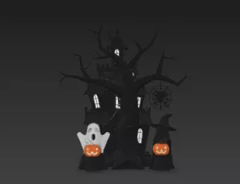 Dark Black Happy Halloween House 3D Model with Spooky Elements 3D print model_1