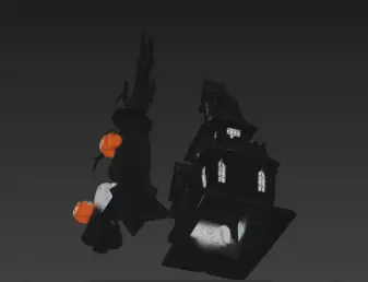 Dark Black Happy Halloween House 3D Model with Spooky Elements 3D print model_17