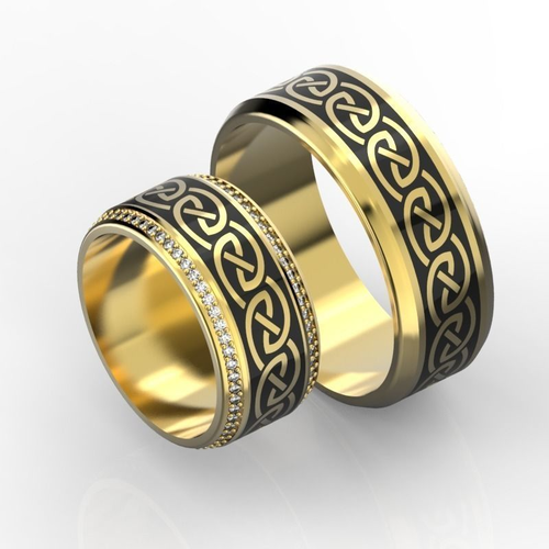 Wedding bands with enamel