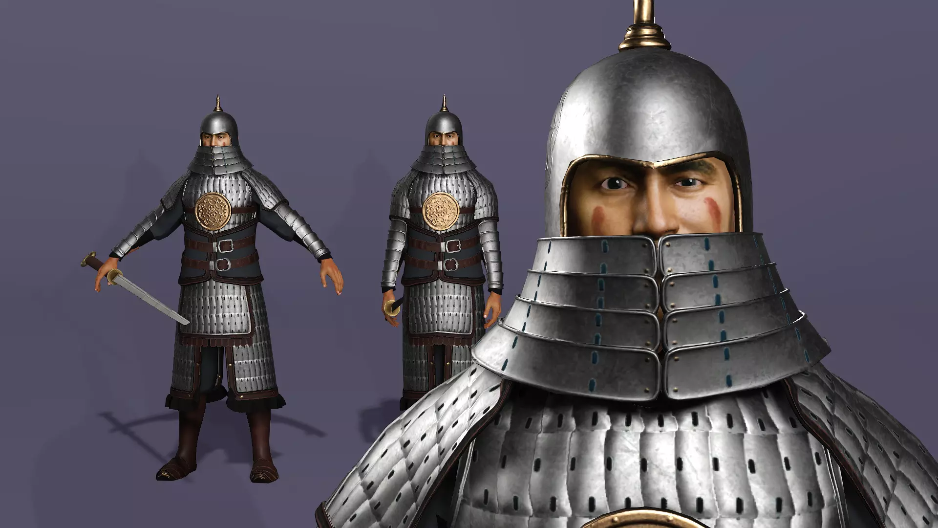 Tang Dynasty MoDao General Fully Armored Elite Soldier UE Low-poly 3D model_2