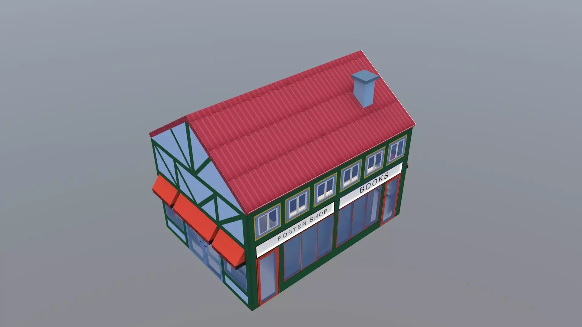 Stylized Hotel Building 3D Model Low Poly European Architecture 3D model_3