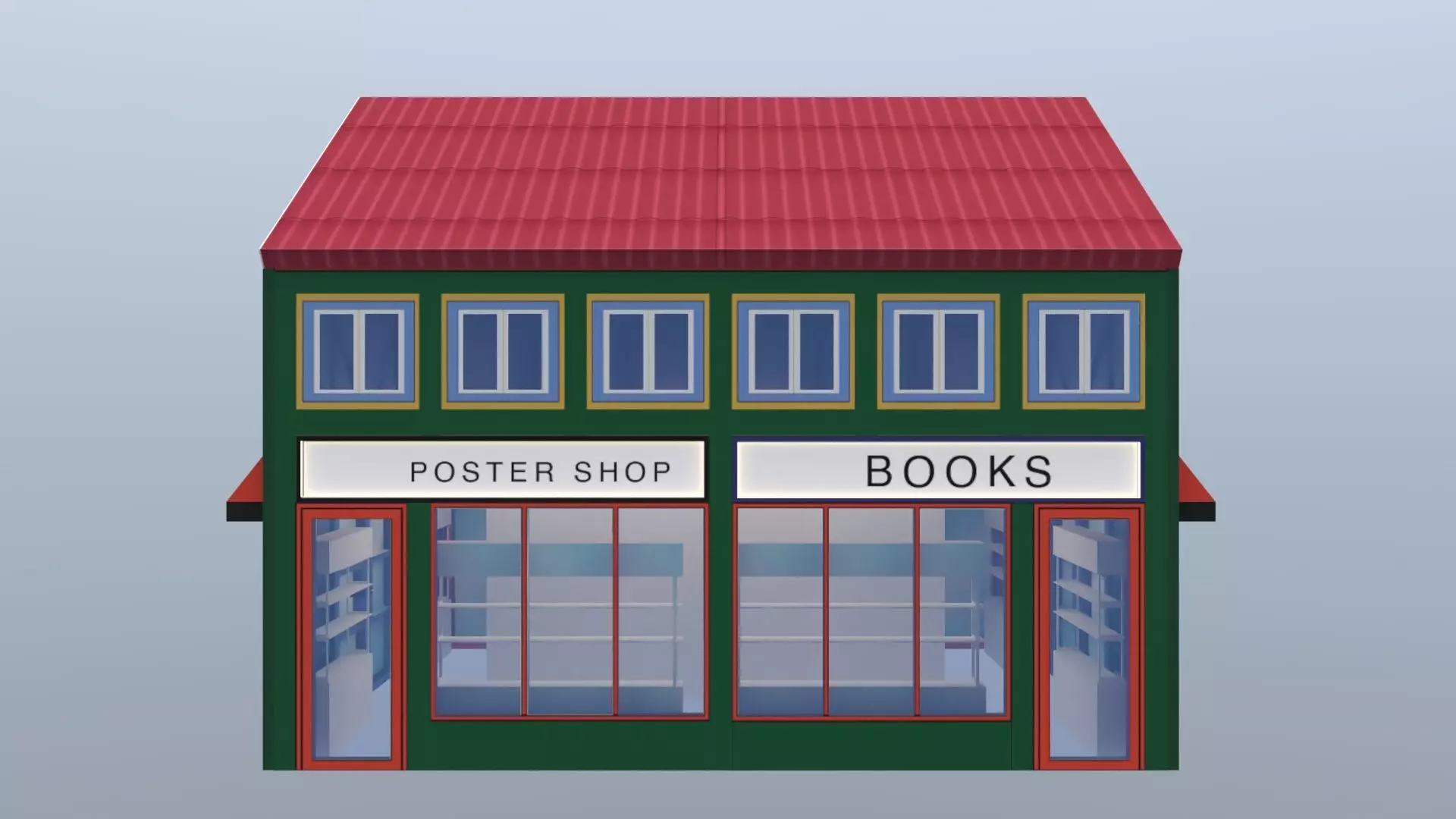 Stylized Hotel Building 3D Model Low Poly European Architecture 3D model_1