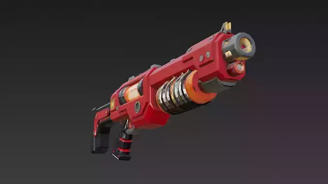 Cartoon Cyber Red Shotgun 3D Model PBR
