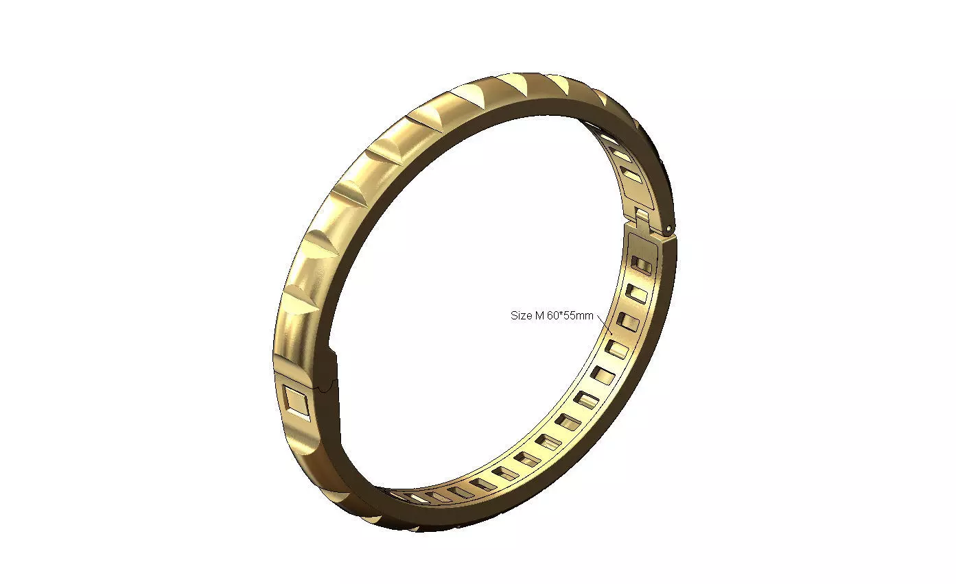 Carved ribs dome rounded flexture clasp bracelet with covers 3D print model_0