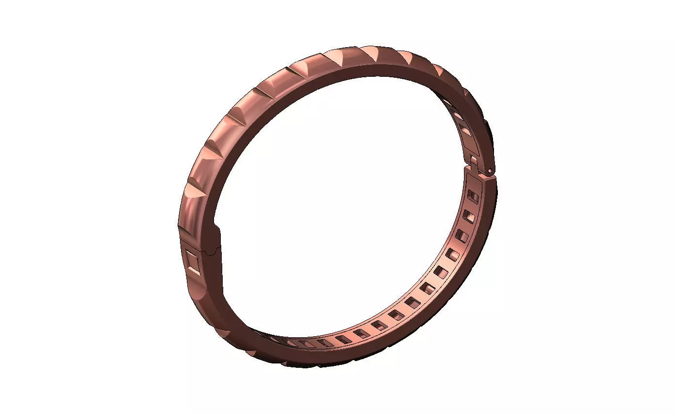 Carved ribs dome rounded flexture clasp bracelet with covers 3D print model_18