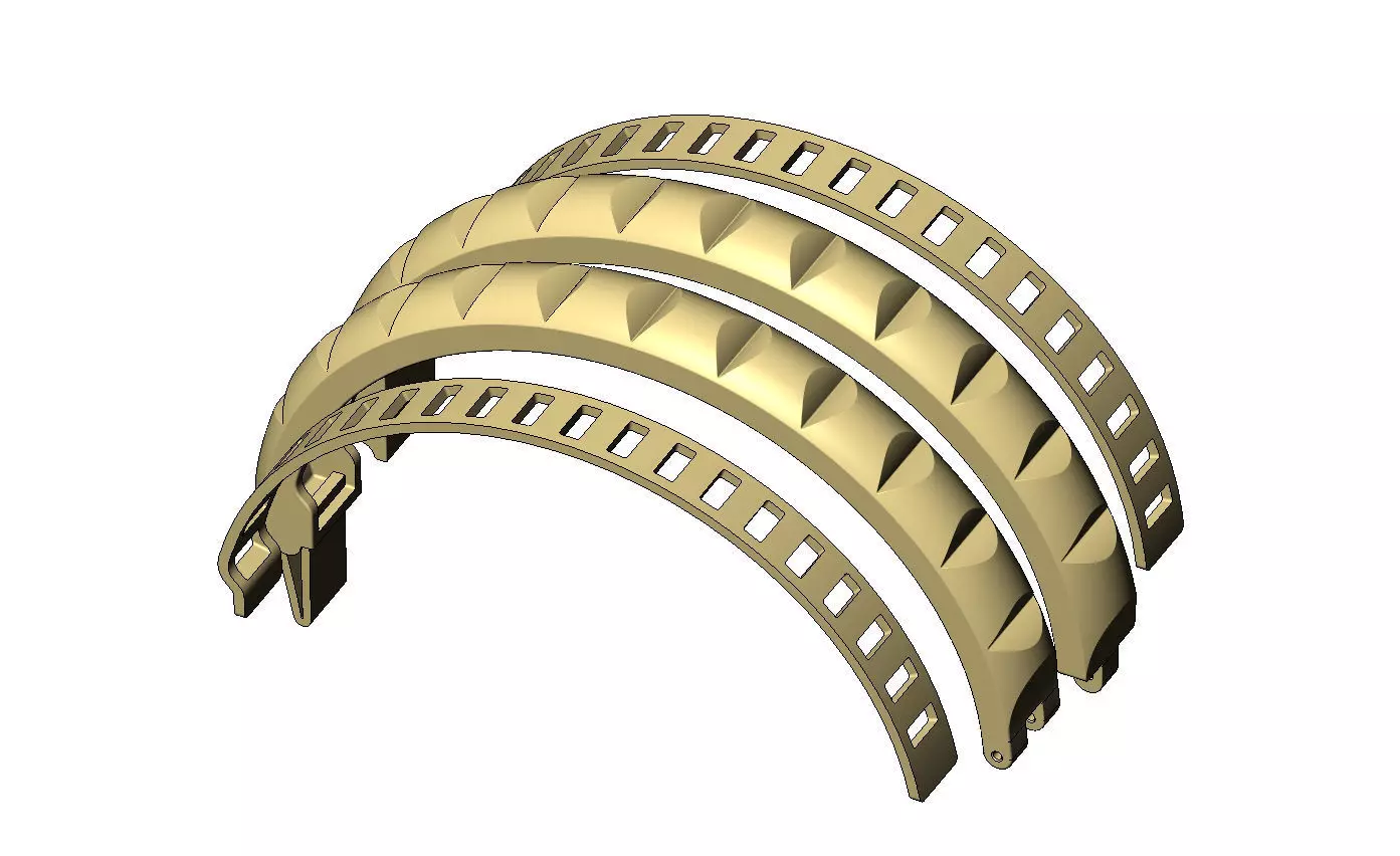 Carved ribs dome rounded flexture clasp bracelet with covers 3D print model_15