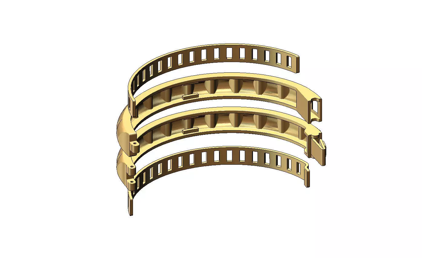 Carved ribs dome rounded flexture clasp bracelet with covers 3D print model_5