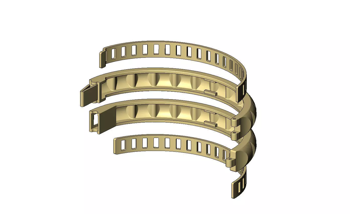 Carved ribs dome rounded flexture clasp bracelet with covers 3D print model_16