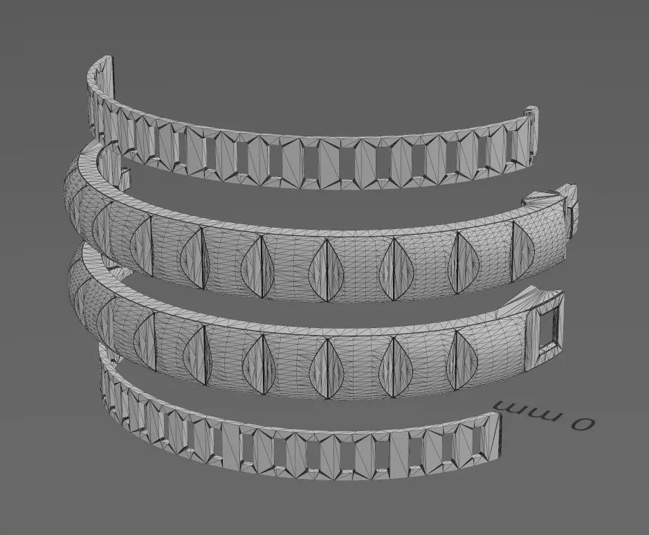 Carved ribs dome rounded flexture clasp bracelet with covers 3D print model_21