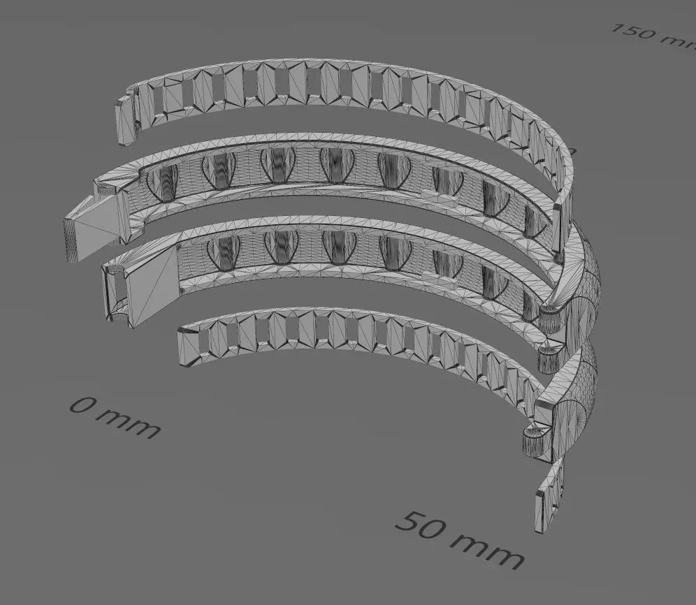 Carved ribs dome rounded flexture clasp bracelet with covers 3D print model_20