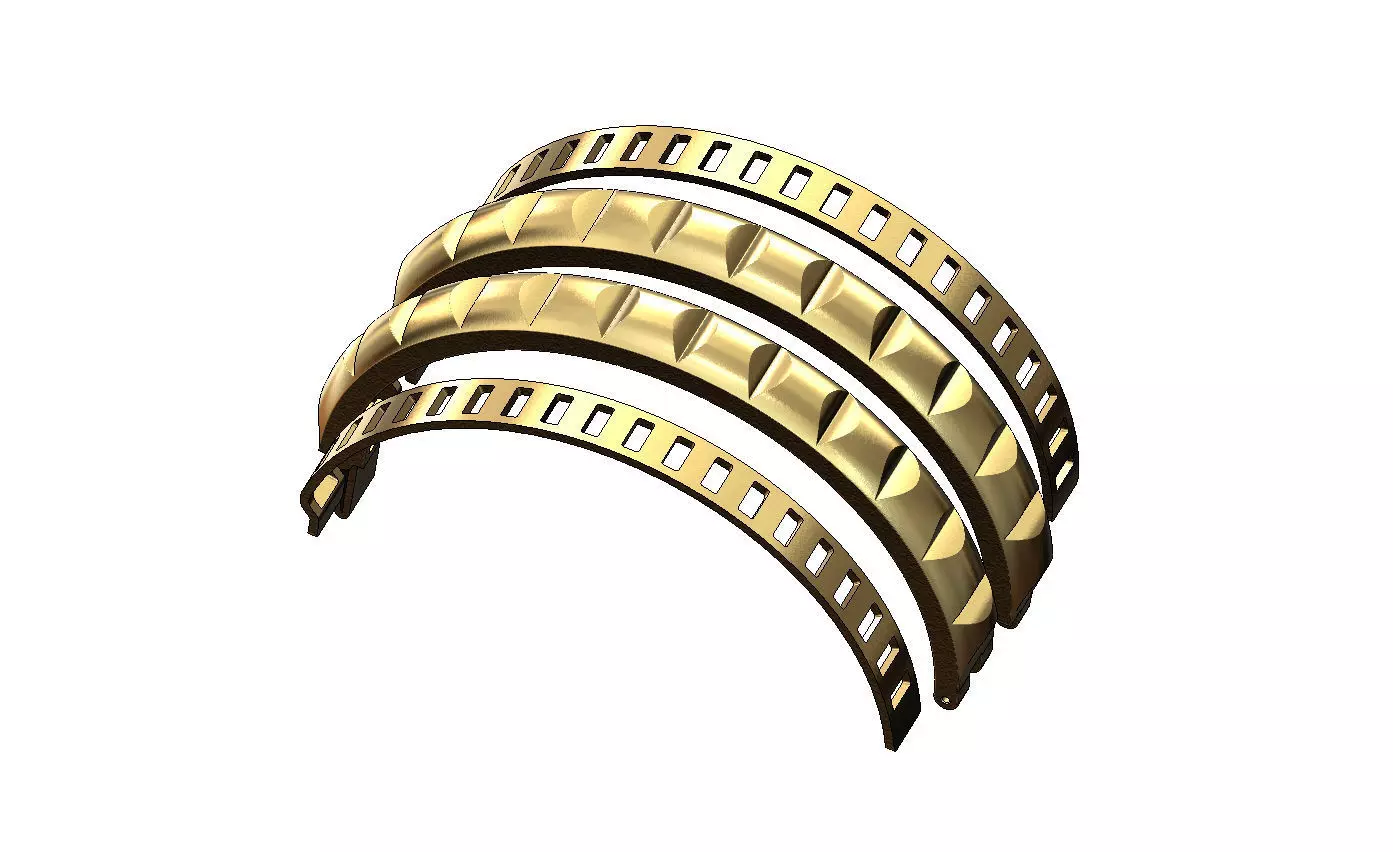 Carved ribs dome rounded flexture clasp bracelet with covers 3D print model_4