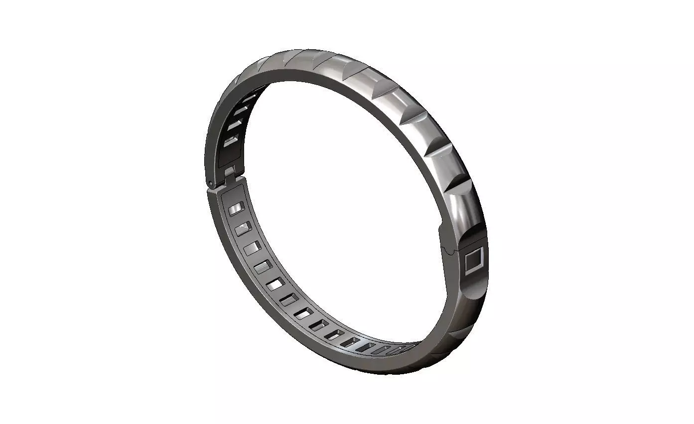 Carved ribs dome rounded flexture clasp bracelet with covers 3D print model_17