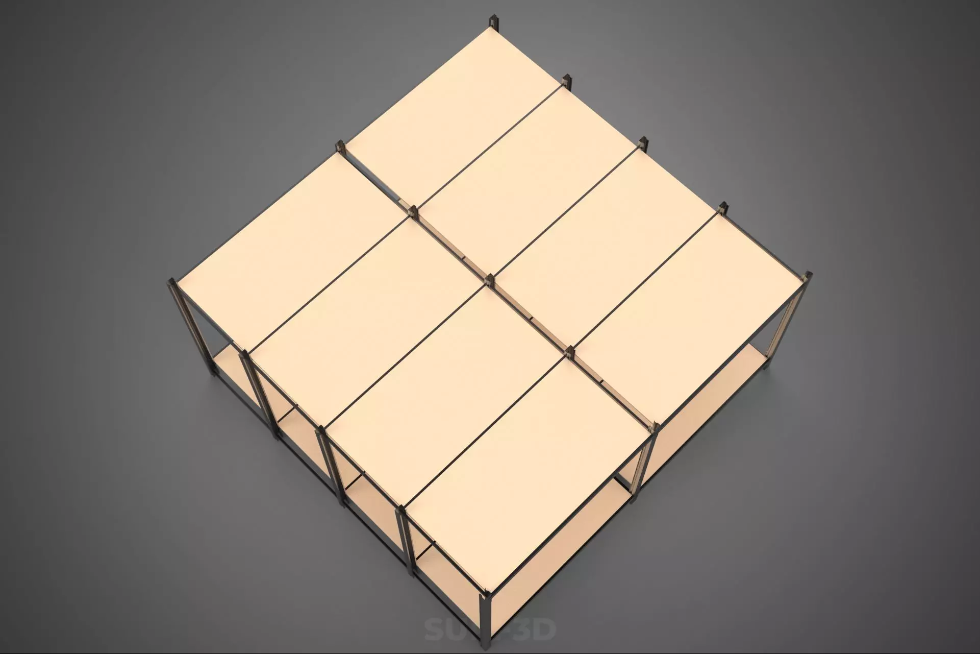 MODULAR DISPLAY FRAME WAREHOUSE SHELVING STORAGE RACK WOOD METAL 3D model_18