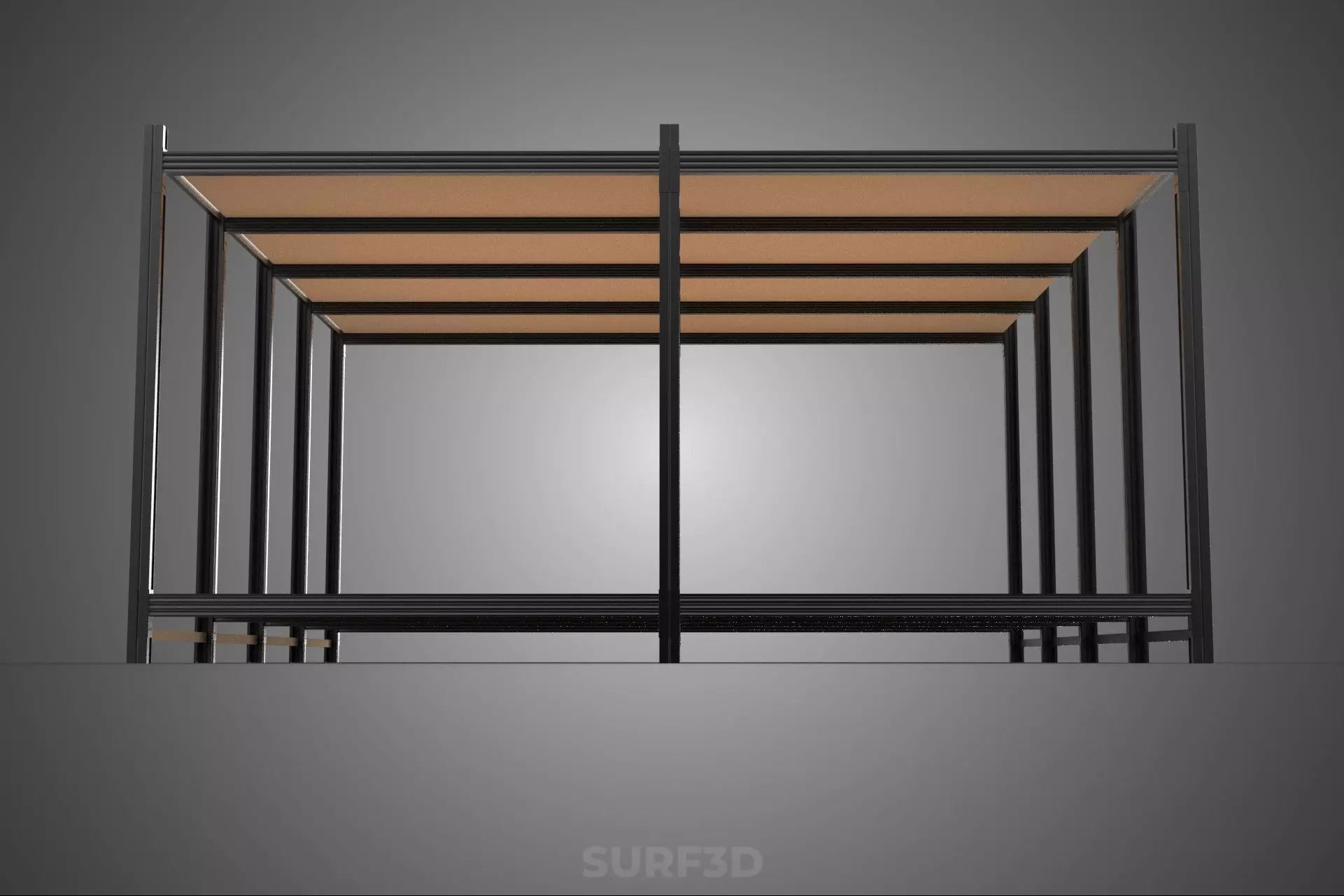 MODULAR DISPLAY FRAME WAREHOUSE SHELVING STORAGE RACK WOOD METAL 3D model_20