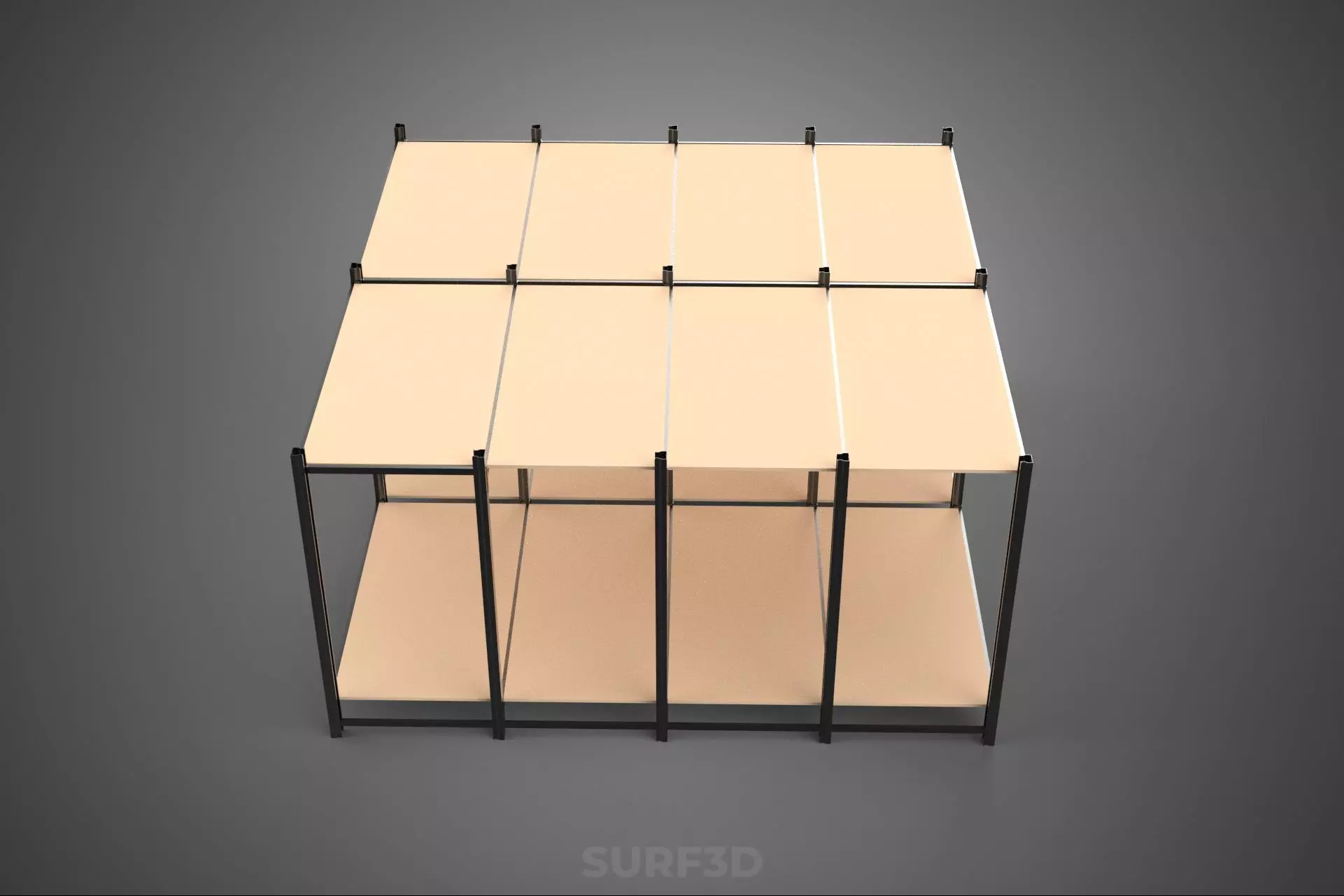 MODULAR DISPLAY FRAME WAREHOUSE SHELVING STORAGE RACK WOOD METAL 3D model_17