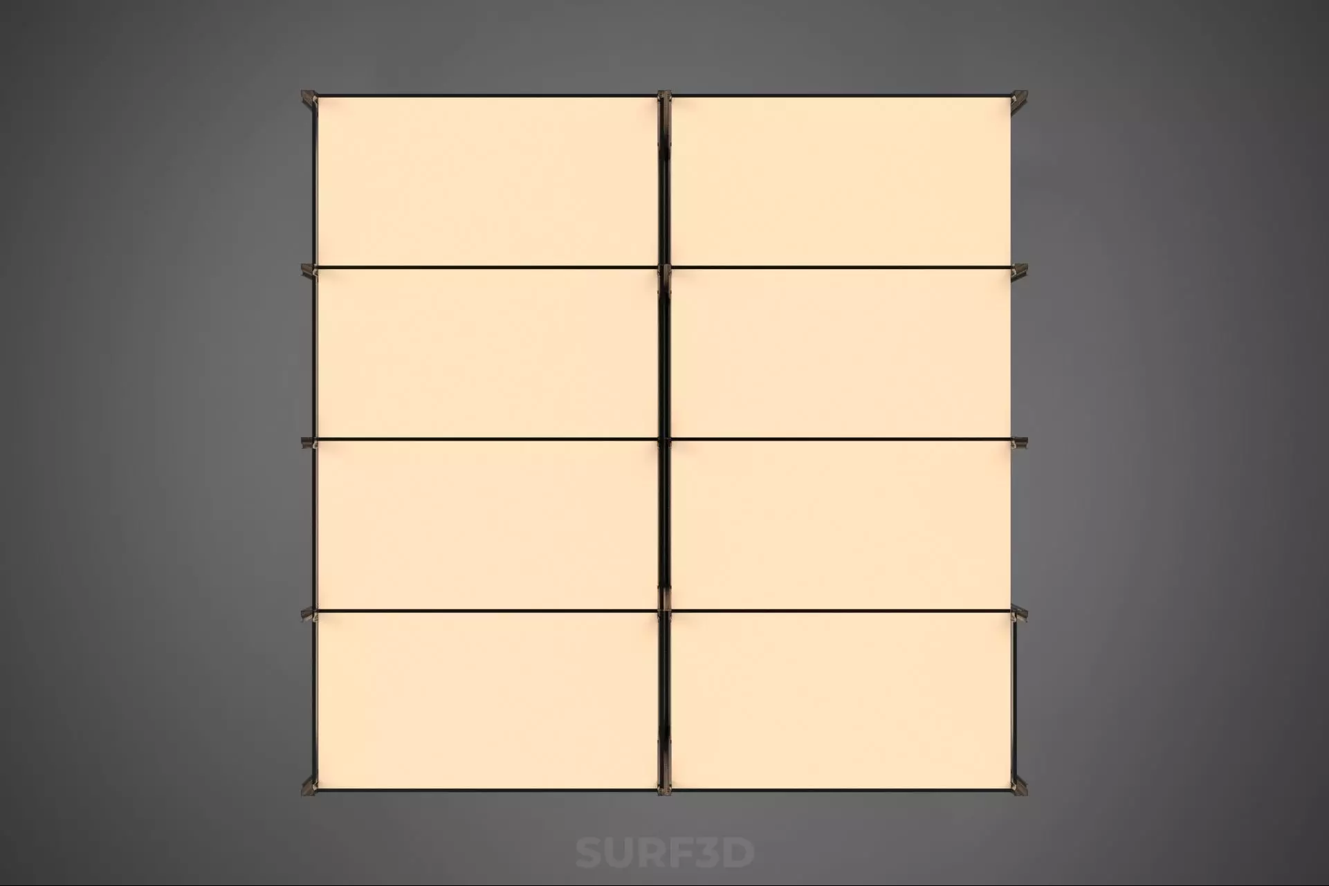 MODULAR DISPLAY FRAME WAREHOUSE SHELVING STORAGE RACK WOOD METAL 3D model_6