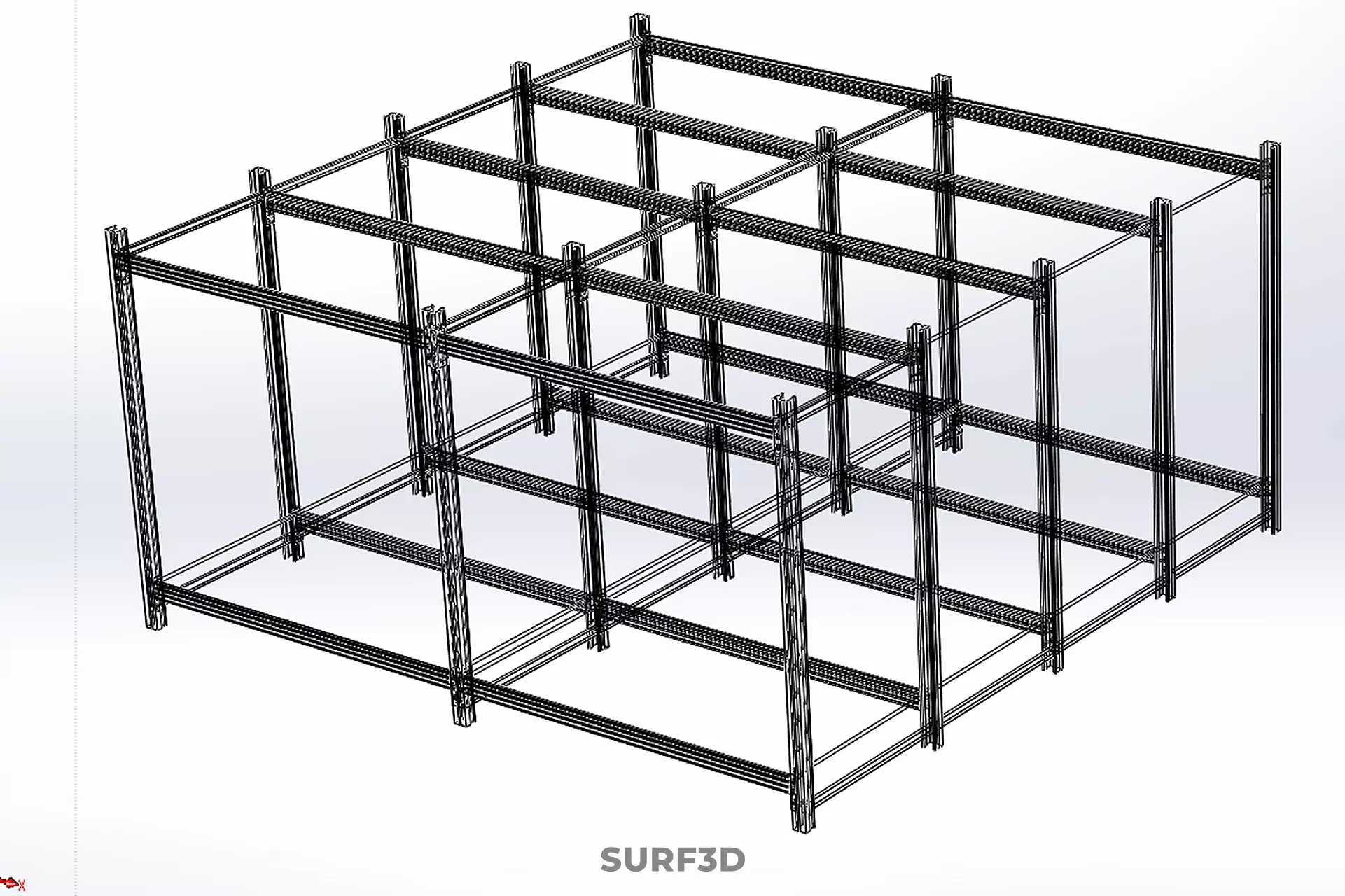 MODULAR DISPLAY FRAME WAREHOUSE SHELVING STORAGE RACK WOOD METAL 3D model_26