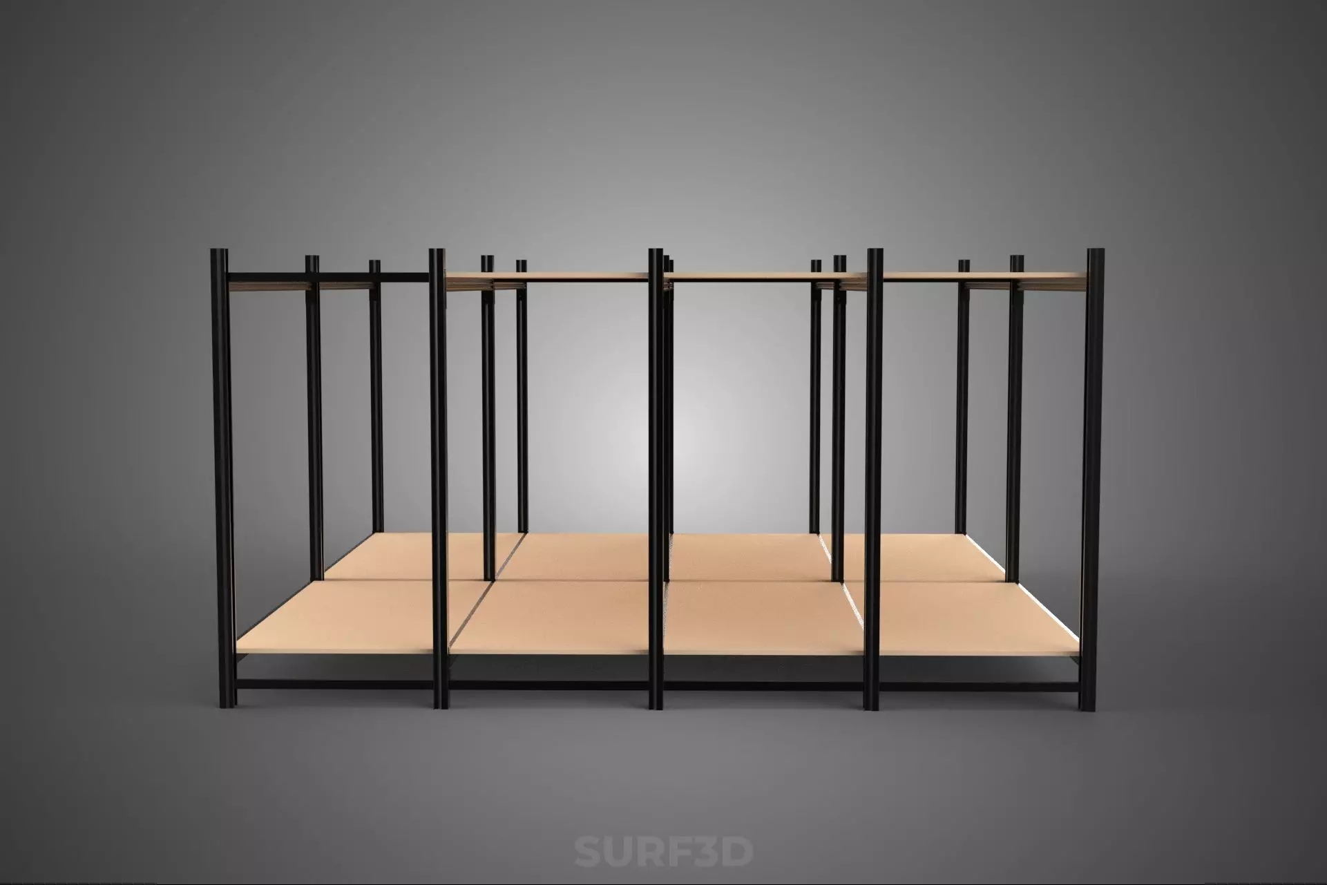 MODULAR DISPLAY FRAME WAREHOUSE SHELVING STORAGE RACK WOOD METAL 3D model_14
