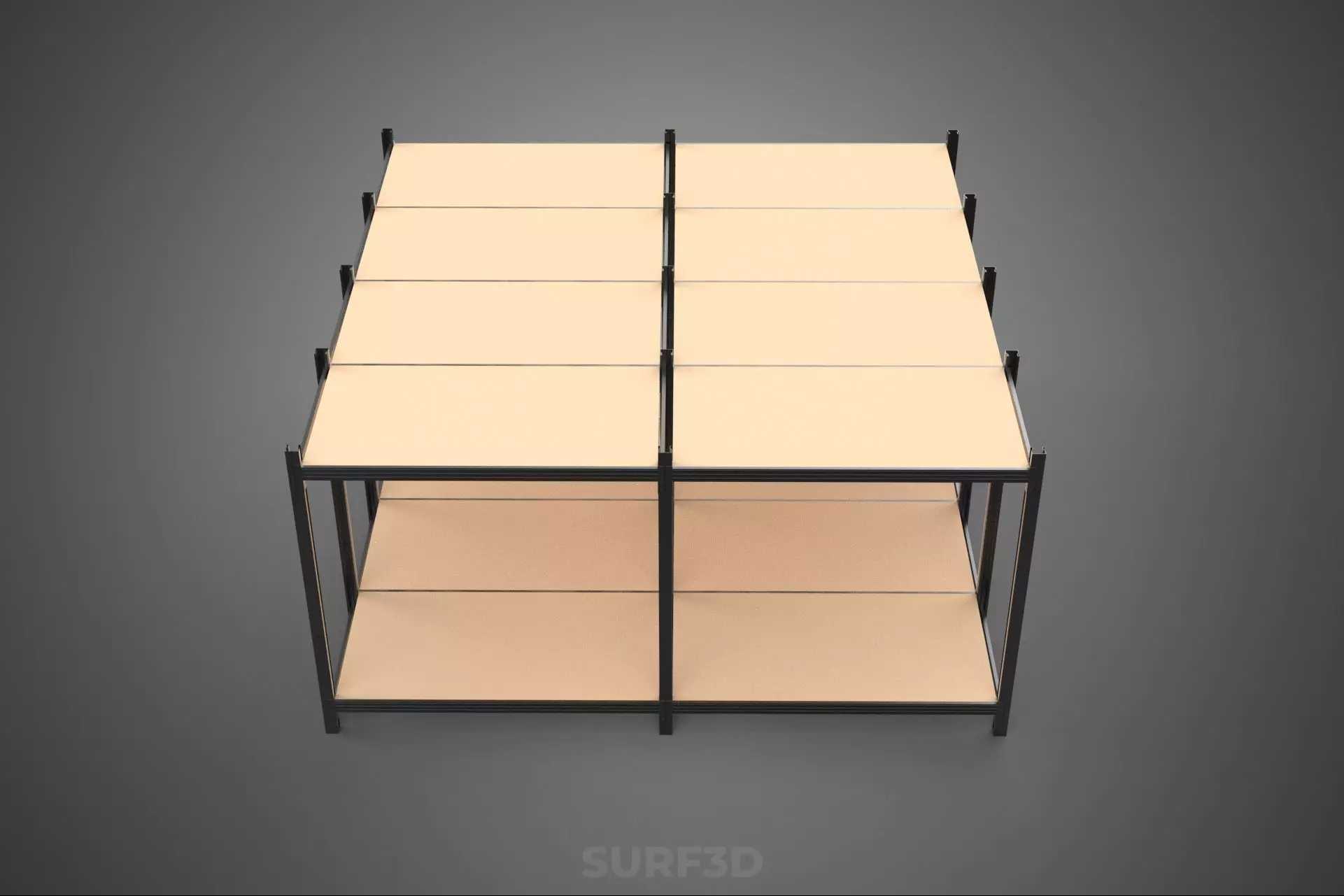 MODULAR DISPLAY FRAME WAREHOUSE SHELVING STORAGE RACK WOOD METAL 3D model_21