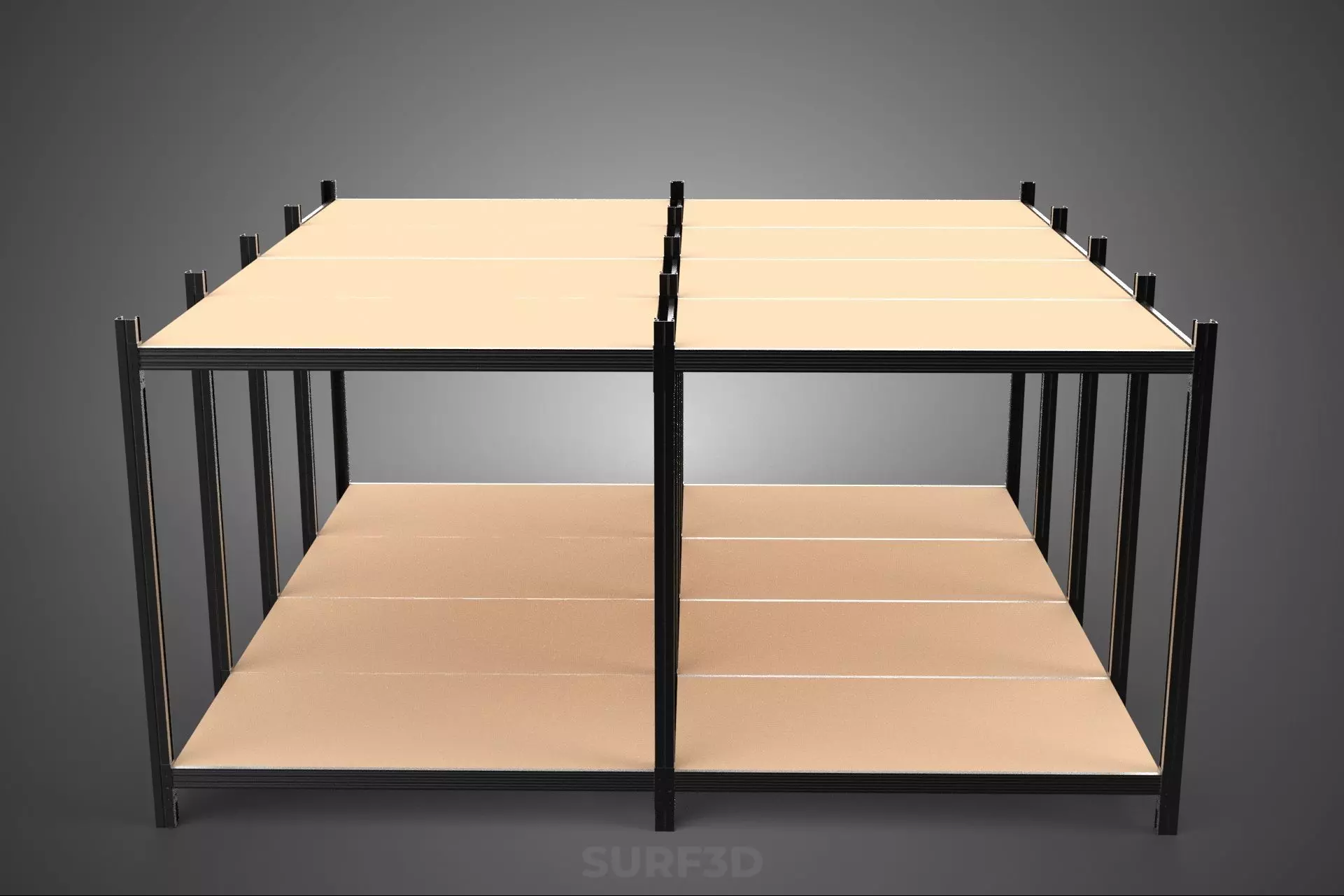 MODULAR DISPLAY FRAME WAREHOUSE SHELVING STORAGE RACK WOOD METAL 3D model_13