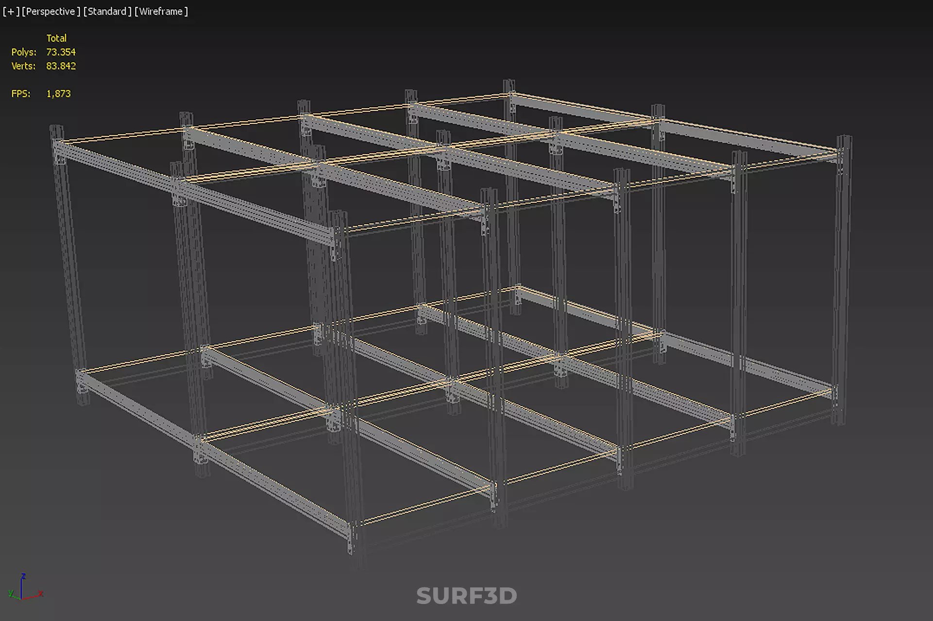 MODULAR DISPLAY FRAME WAREHOUSE SHELVING STORAGE RACK WOOD METAL 3D model_28