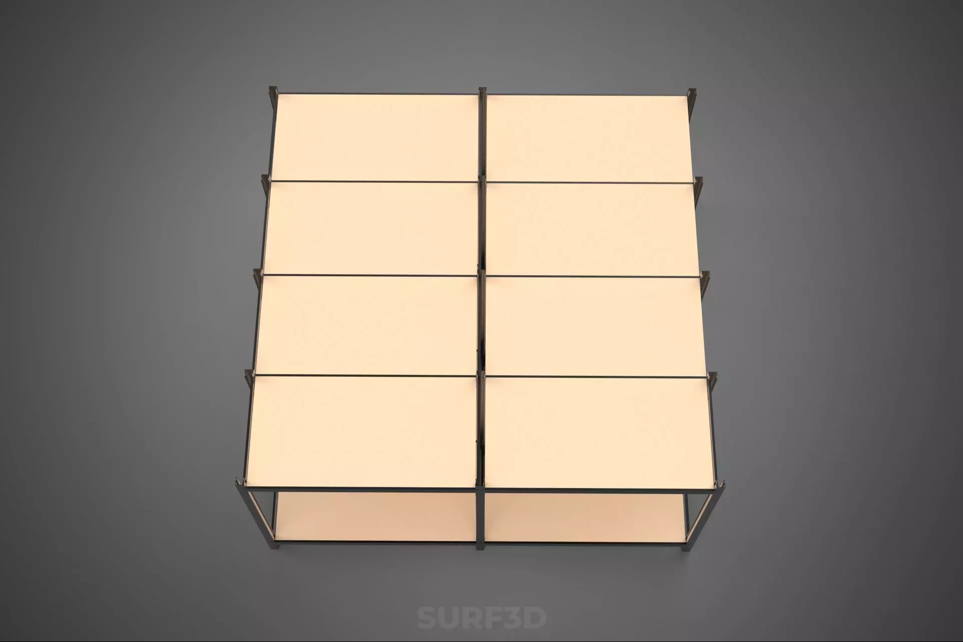 MODULAR DISPLAY FRAME WAREHOUSE SHELVING STORAGE RACK WOOD METAL 3D model_3