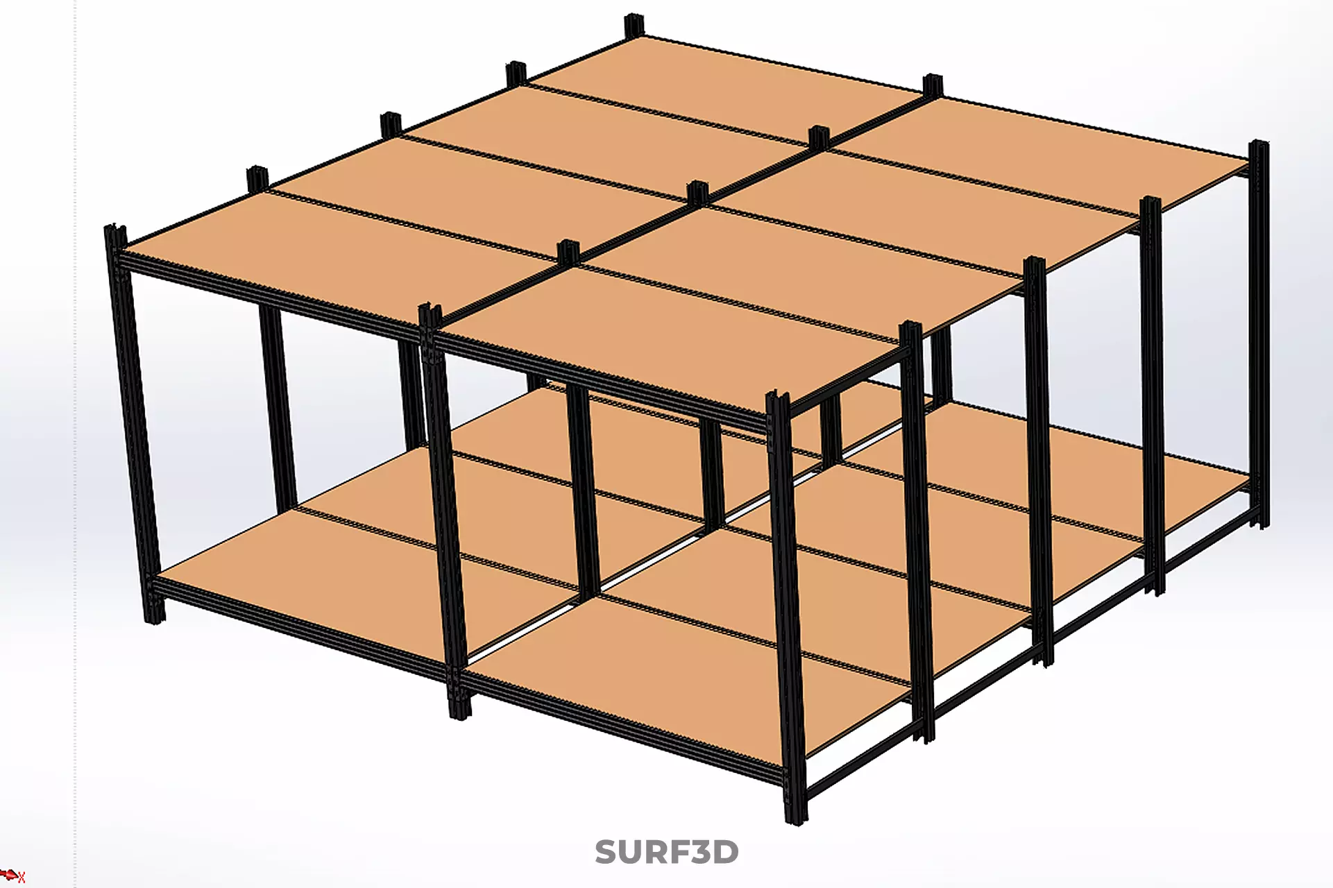 MODULAR DISPLAY FRAME WAREHOUSE SHELVING STORAGE RACK WOOD METAL 3D model_27