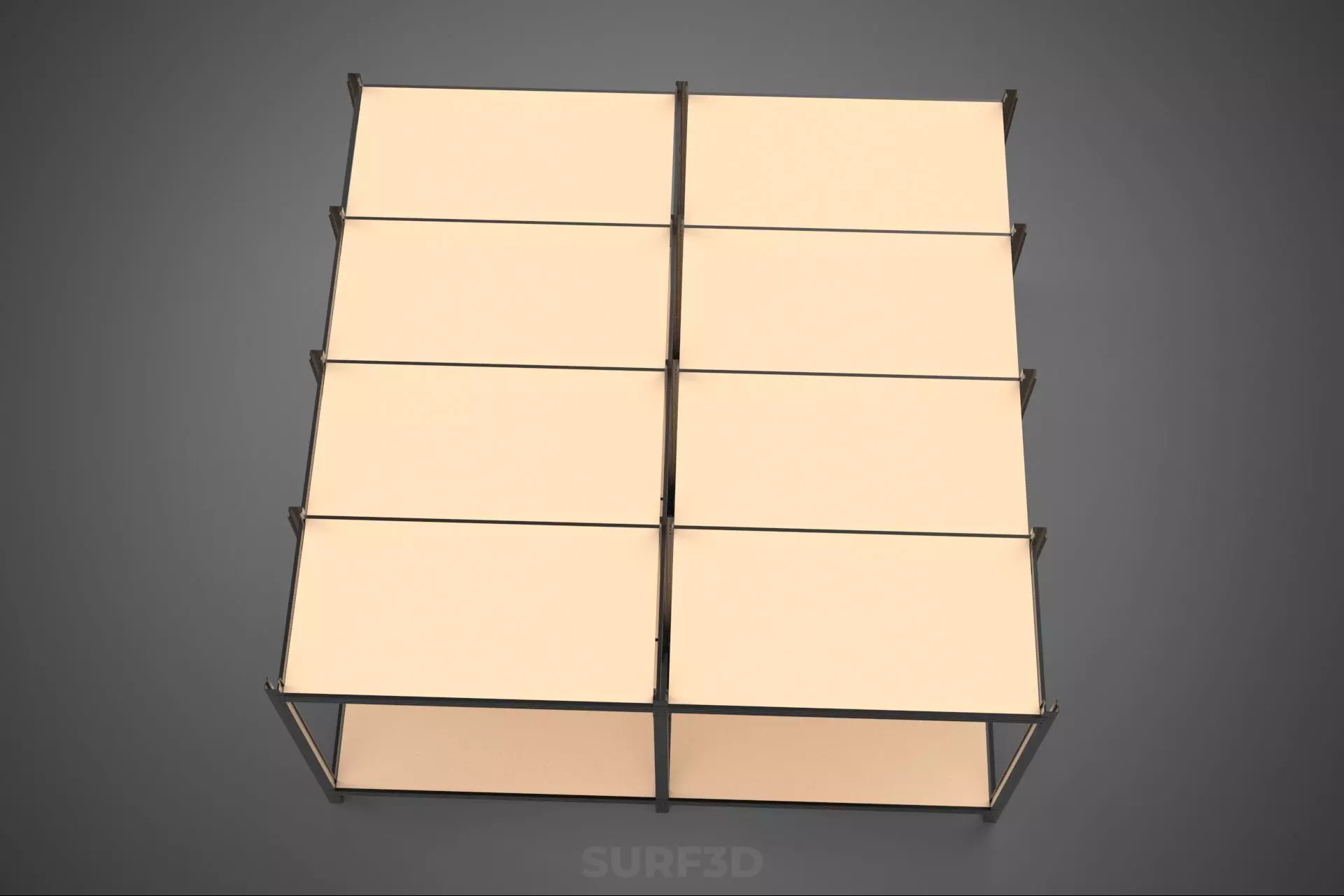 MODULAR DISPLAY FRAME WAREHOUSE SHELVING STORAGE RACK WOOD METAL 3D model_22