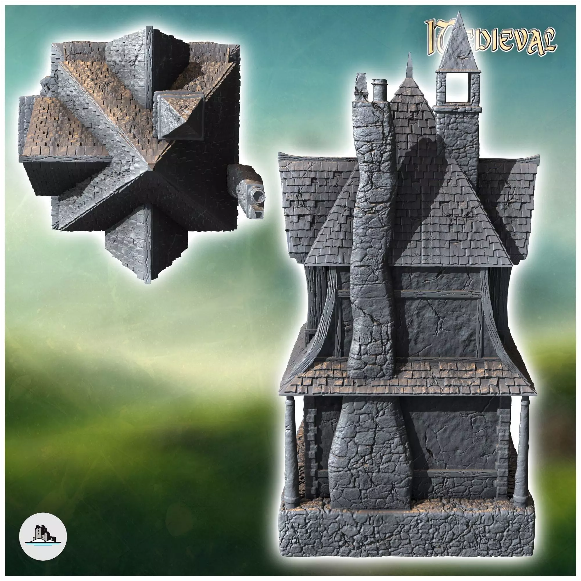 Large medieval house with awning and concave roofs 36 - Medieval 3D print model_3