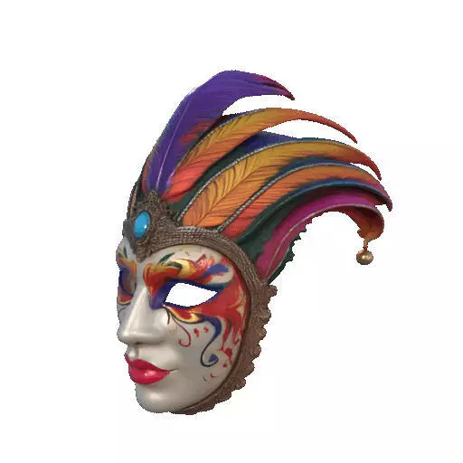2497 Venetian Carnival Mask Color 3D Model magic 3D print model_35